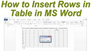 Shortcut key to Insert rows in table in MS word  How to Insert Rows in Table in MS Word