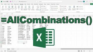 Formula to get all combinations of two lists  Excel lambda