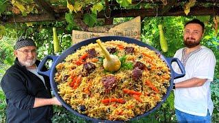 PLOV RECIPE Traditional Uzbek pilaf with meat outdoor Cooking