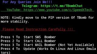 SMS bomber  CALL bomber install on termux