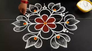 simple and easy lotus kolam  daily muggulu  easy rangoli design