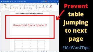 How to prevent word table jumping to next page solved 4 Problems and their solution