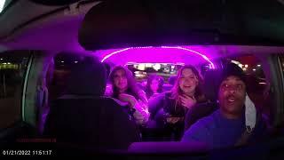 3 girls in my Uber going out for the night.  Doing some singing and a bit of dancing. 1-21-22