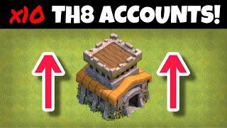  LIVE - Upgrading x10 TH8 accounts + Clan Capital upgrades - Clash of Clans