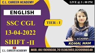 ENGLISH  13 APRIL  2022  SHIFT 2  SSC CGL 2022  PREVIOUS YEAR QUESTIONS