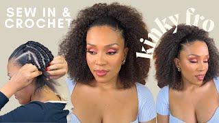 PROTECTIVE STYLE kinky afro Sew-In & Crochet No leave out