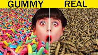 GUMMY VS REAL FOOD CHALLENGE  Funny Food Challenges