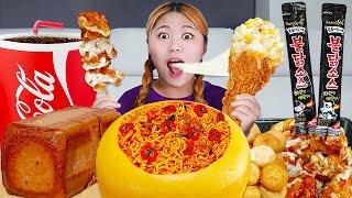 thức ăn gà khổng lồ hàn quốc mukbang Gà rán& mì đậu đen Ăn MUKBANG HIU