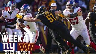 New York Giants vs. Washington Commanders  2023 Week 11 Game Highlights