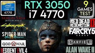 RTX 3050 + I7 4770 & 16GB Ram  Test In 9 Games 