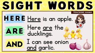 LETS READ  SIGHT WORDS SENTENCES  HERE ARE AND  PRACTICE READING ENGLISH  TEACHING MAMA