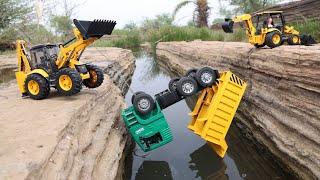 Truck Accident River Pulling Out Double Jcb 5cx  Mahindra 595 Di Tractor  CS Toy