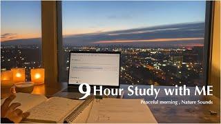 9-HOUR STUDY WITH ME Rain + Sunset View White Noise for StudyingPOMODORO 6010 Mindful Studying