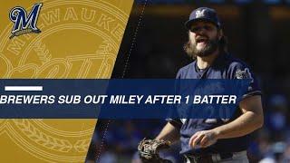 Brewers replace Miley with Woodruff after 1 batter