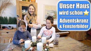 Unser Haus dekorieren  Elisa & Naschis Adventskranz basteln & Fensterbilder malen  Mamiseelen