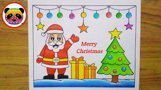 Santa Claus Drawing Easy  Christmas Drawing Easy  How to Draw Santa Claus  Christmas Tree Drawing