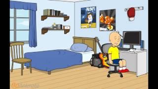 Caillou listens to a song on the pcgrounded