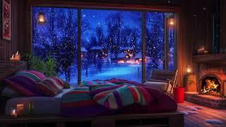   Snowstorm sounds for sleeping. Fireplace snow.  snow ambience Deep Sleep. snow storm