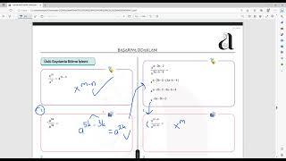 Temel Matematik- Üslü İfadelerde Bölme İşlemlerinde Cebirsel İfadelerle İşlem Yapma