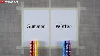 Easy Summer and Winter Drawing for Beginners  Oil Pastel Drawing Tutorial Step by Step