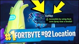 Fortnite FORTBYTE #92 LOCATION - ACCESSIBLE BY USING ROCK LOVE SPRAY NEAR A LAVAFALL Fortnite