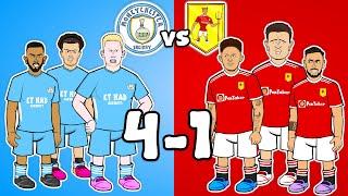Man City Tear United Apart Again 4-1 Parody Goals Highlights De Bruyne Mahrez 2022
