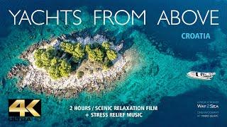 Relaxing Seaside Scenery 4K Drone Film  Croatian Coastline Beaches Islands Sailing + Ambient Music