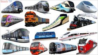 TRAINS Name Sounds  Learning Types of Trains - Railway Vehicles - Trains and Subways