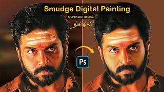 How to make Smudge Digital Painting using photoshop  Step by step detailed tutorial in tamil