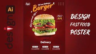 Design Fast Food Poster Burger  Adobe Illustrator Tutorial