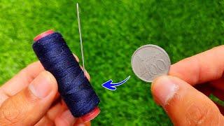 Many Dont Know Easy Way to Thread a Needle Using a Coin