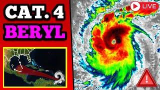 LIVE Hurricane Beryl Update - Category 4 Landfall Expected - USA Landfall Possible