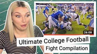 New Zealand Girl Reacts to COLLEGE FOOTBALL BIGGEST FIGHTS COMPILATION