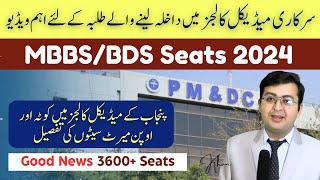 MBBS BDS Seats in Govt Medical Colleges - Complete Guide  MDCAT 2024 Latest News