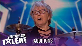 77 Year Old Drummer Leaves Simon Cowell Speechless ROCK N ROLL Britains Got Talent 2020