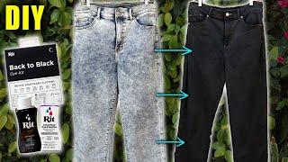 HOW TO DYE ACID WASH JEANS DARKER USING RIT BACK TO BLACK KIT  Lucykiins