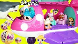LOL SURPRISE Dolls Find Shark in Minnie Airplane + Lil Brother Boy Unicorn & Punk Boi Strange Ocean