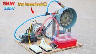 I Turn Washing machine motor and car alternator Into a 220V Water Turbine Permanent Generator