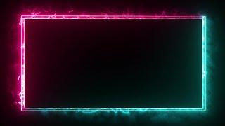 Glowing frame black screen  Neon light border  Frame template video background