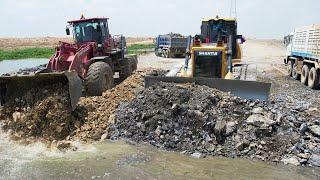 The Ultimate List of Huge Lake Filling Up Bulldozer And Wheel Loader Pushing Rock Into Water