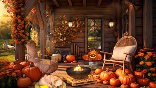 FALL PORCH AMBIENCE Cozy Early Morning Autumn Sounds Crunchy Leaves & Peaceful Fall Music