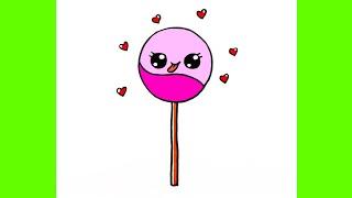 How to Draw Easy Lollipop Cute Lollipop Drawing Step by Step Draw Paint for Kids Learn by Drawing