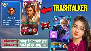 I PRETEND TO BE A NUB GIRL IN 1v1 then humble this trashtalker with my 800 star - Mobile Legends