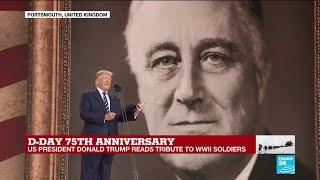 D-Day anniversary US President Donald Trump reads tribute to WWII soldiers
