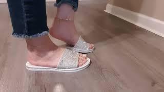 Crossdresser feet frech pedi rhinestone sandal