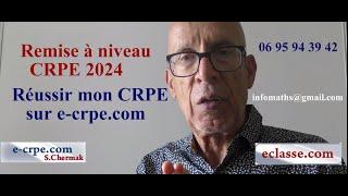 CRPE 2024. REMISE À NIVEAU CRPE MATHS