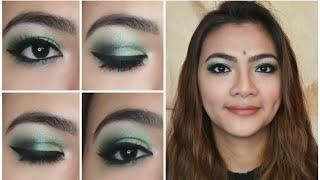 GREEN SMOKEY CUT CREASE MAKEUP LOOK  VENPRIL