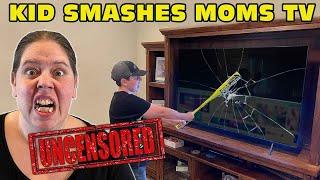 kid Smashes Moms 50-Inch TV With A Baseball Bat -  UC Version 