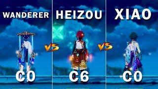 Wanderer vs Heizou vs Xiao Who is the Best DPS ?? DPS Gameplay Comparison 