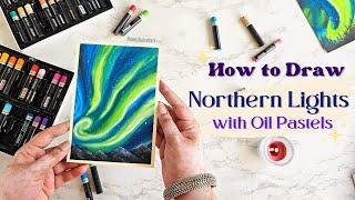 Northern lights with Oil Pastels step by step TUTORIAL  How to draw Aurora Borealis #northernlights